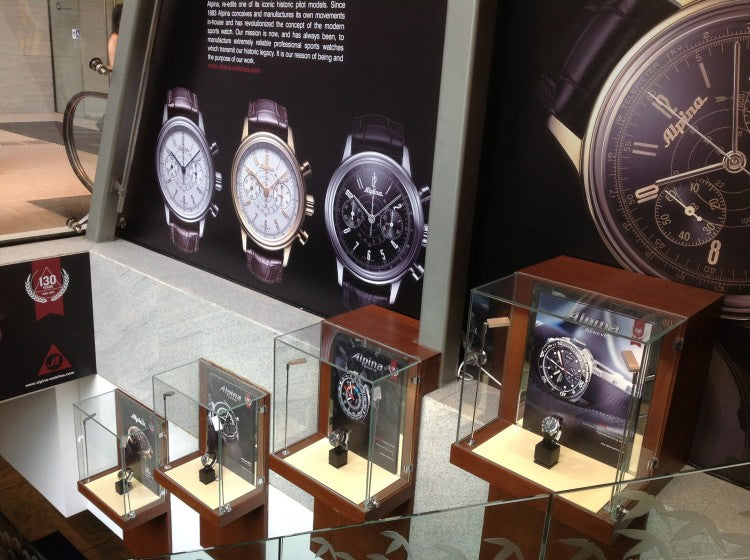 ALPINA – AROUND THE WORLD – ORIENTAL WATCH CO LTD: 100,QUEEN’S ROAD, CENTRAL, HONG KONG. 130 YEARS OF WATCHMAKING ON DISPLAY.