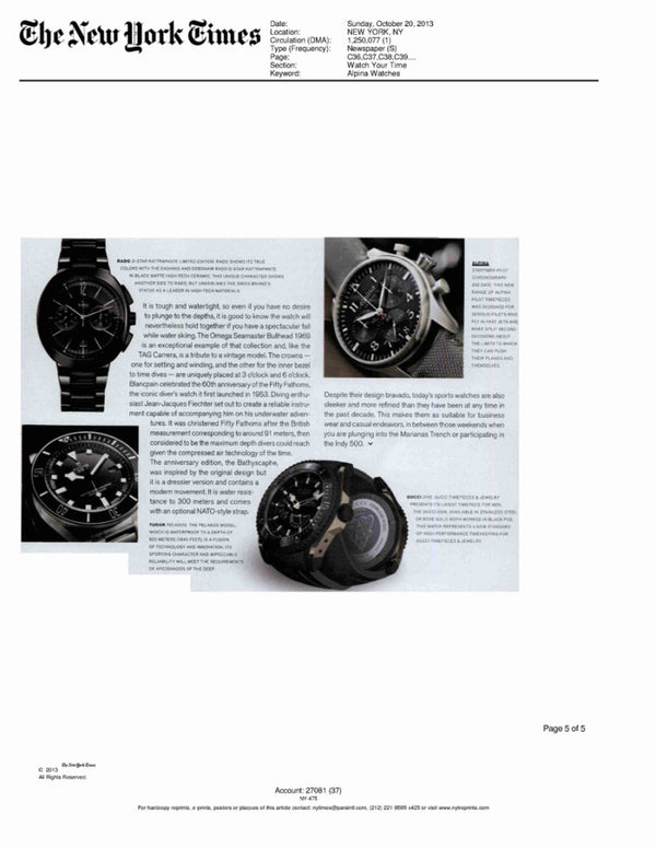 NEW YORK TIMES WATCH SUPPLEMENT MAGAZINE, “WATCH YOUR TIME”
