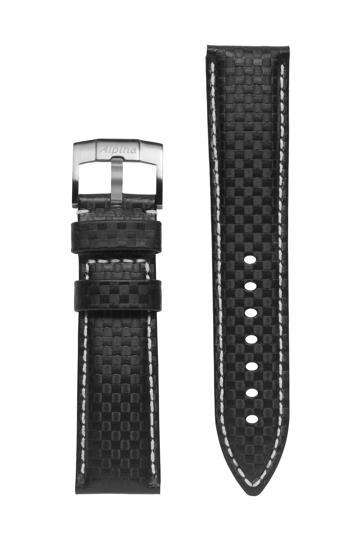 22MM - Black Calf Leather Strap - Alpina Watches