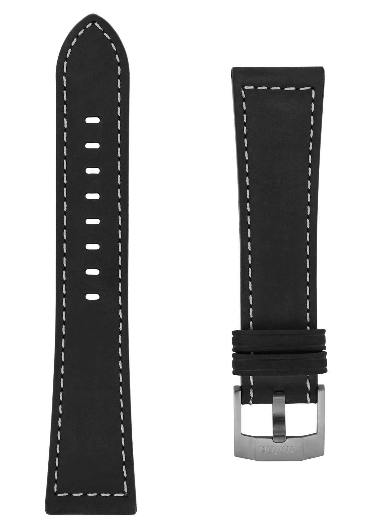 22MM - Black Calf Leather Strap - Alpina Watches