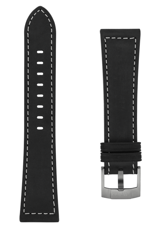 22MM - Black Calf Leather Strap - Alpina Watches