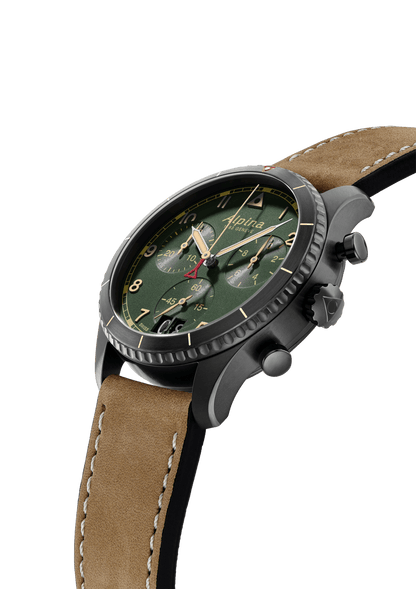 Startimer Pilot Quartz Chronograph Big Date Green - Alpina Watches