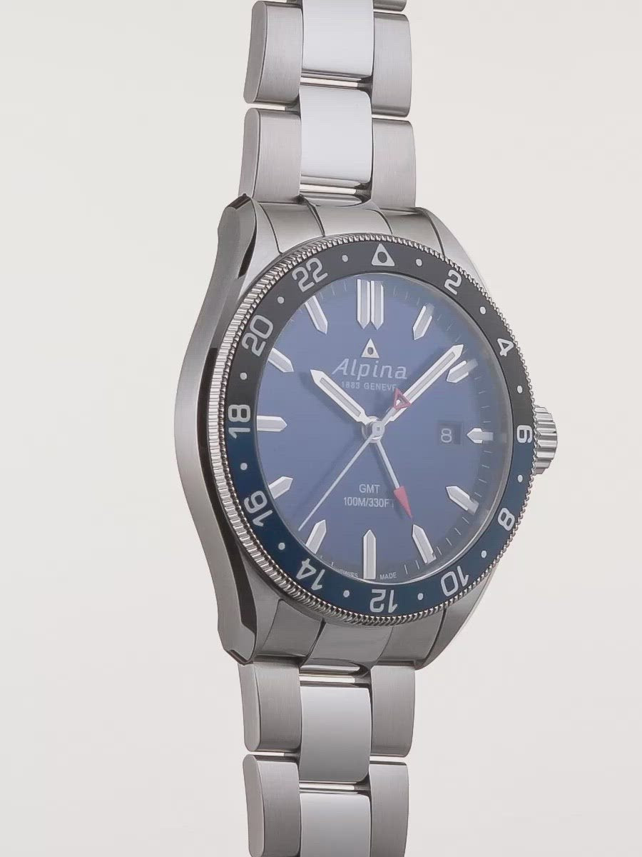 Watches For Men | Alpiner Quartz GMT Navy Blue Bracelet | Navy Dial | Alpina Watches